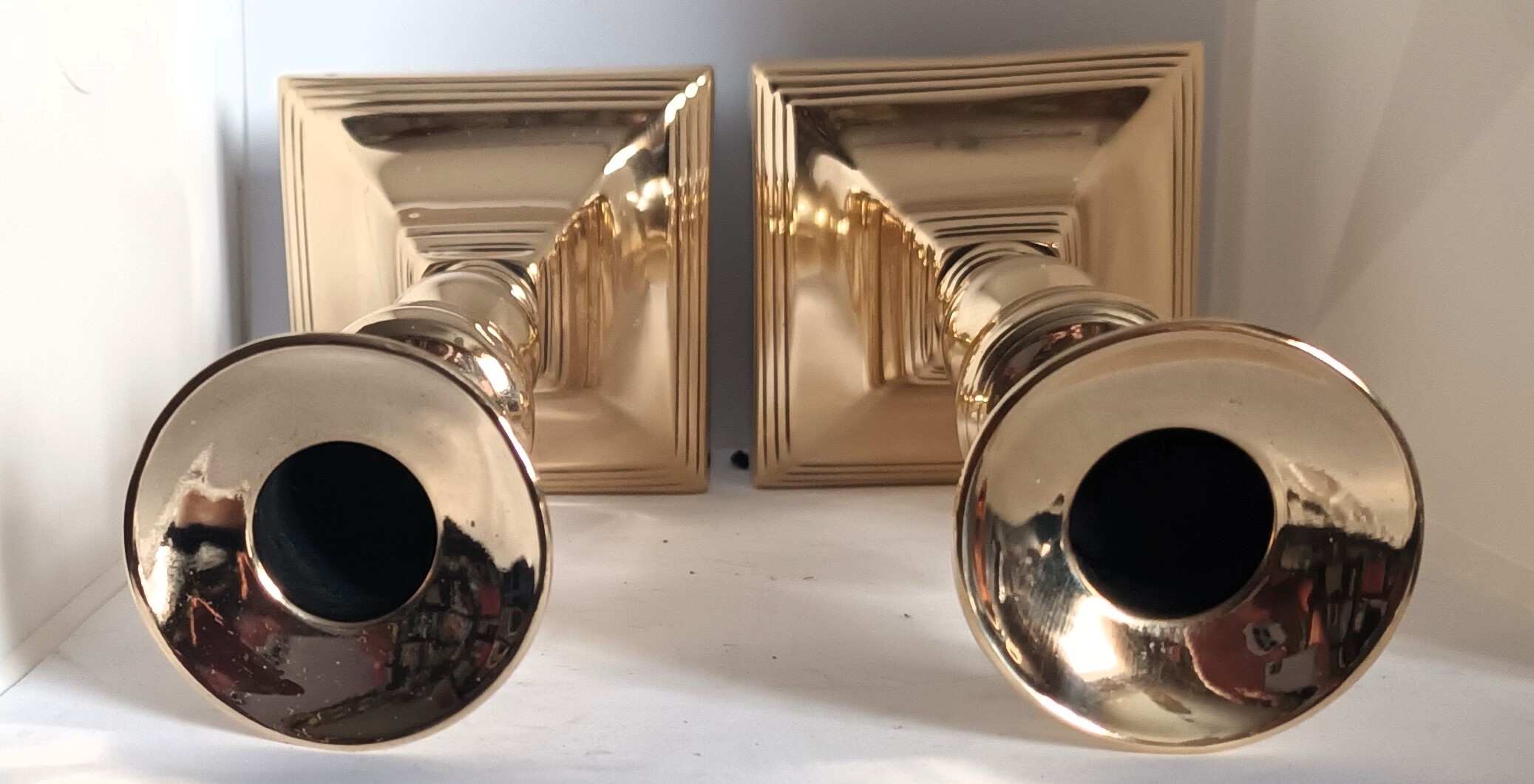 Pair of Antique English Georgian Brass Candlesticks Antique Lighting 7